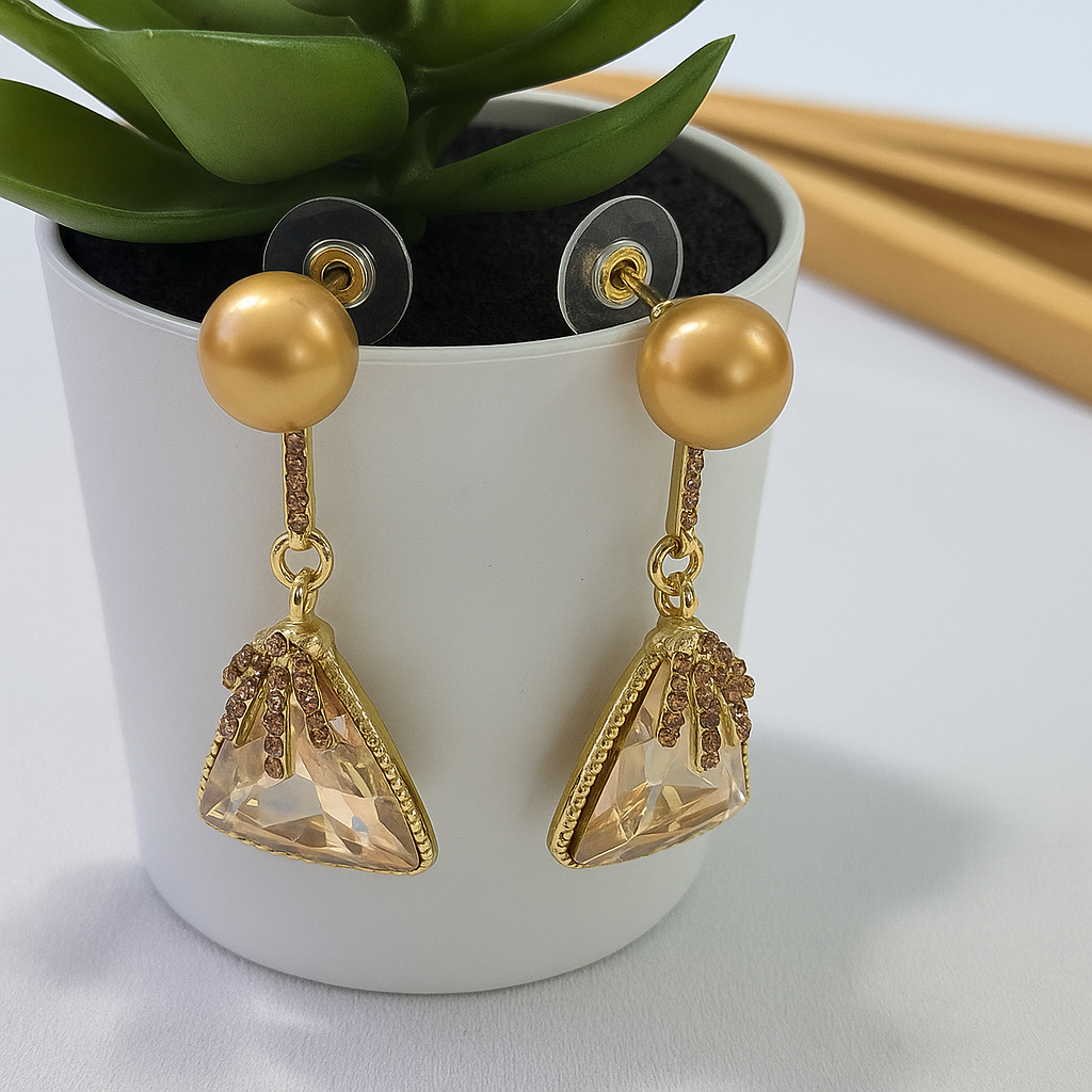 Gold Pearl Drop Earrings