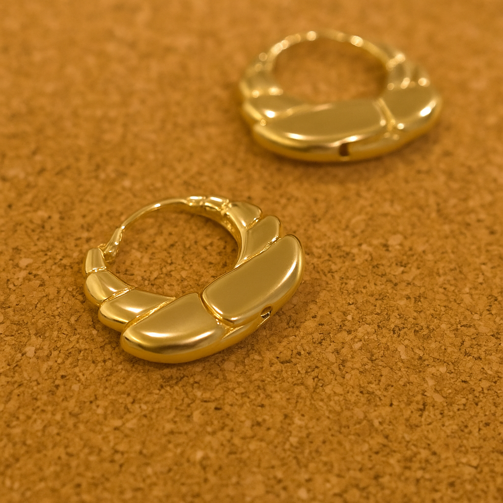 Gold Wave Hoop Earrings
