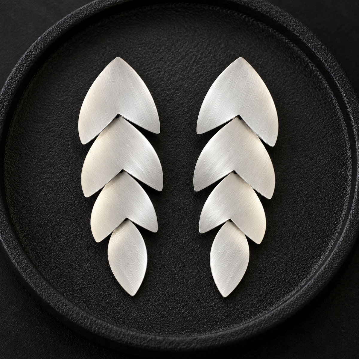 Whitish Silver Leaf Drop Earrings