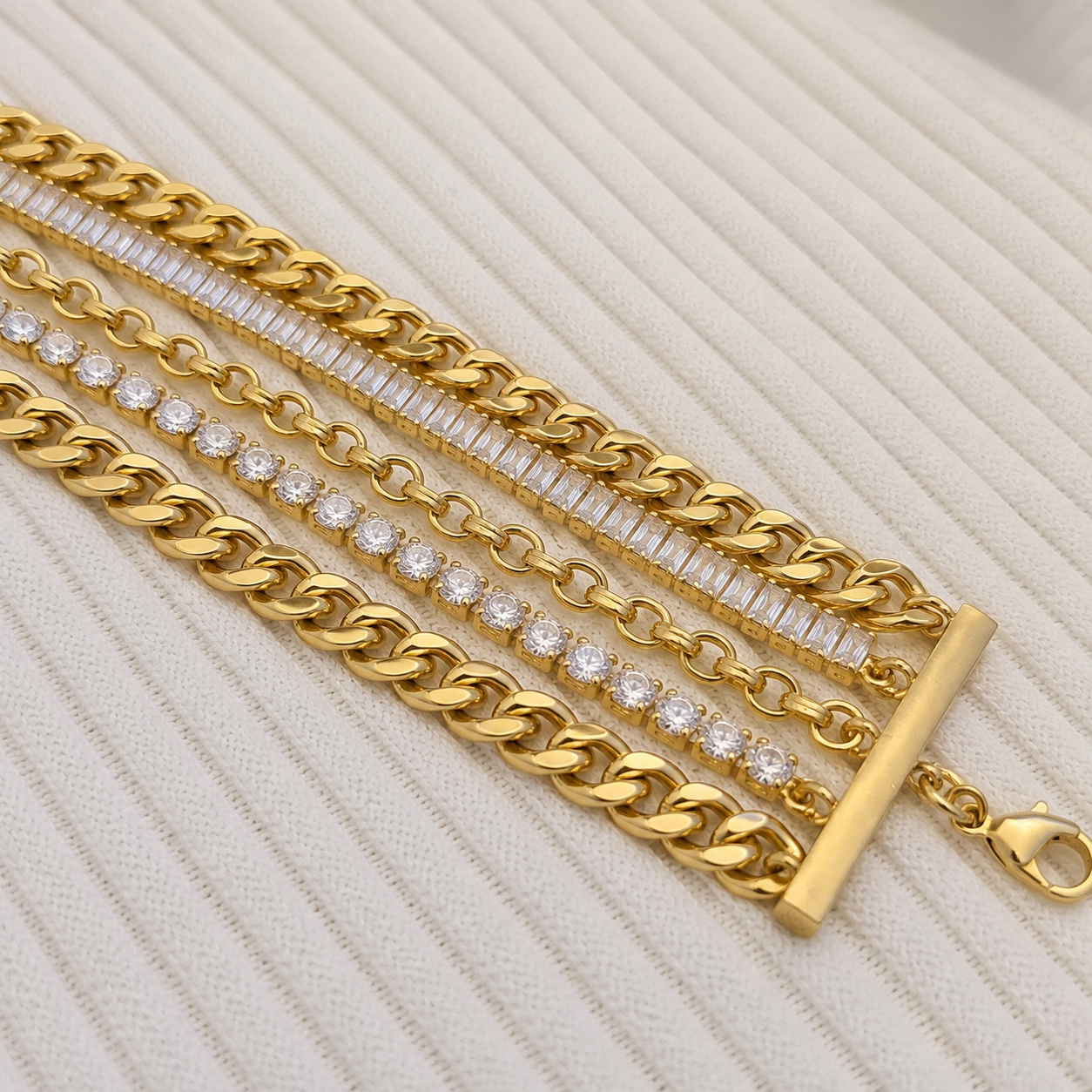 Luxe Gold Multi-Layer Stack Bracelet