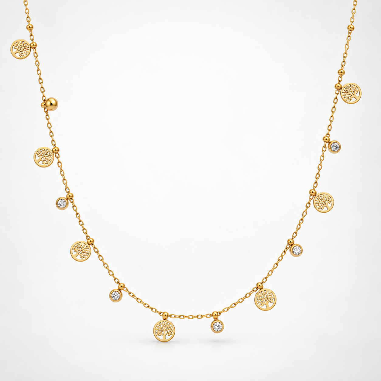 Golden Tree of Life Charm Necklace