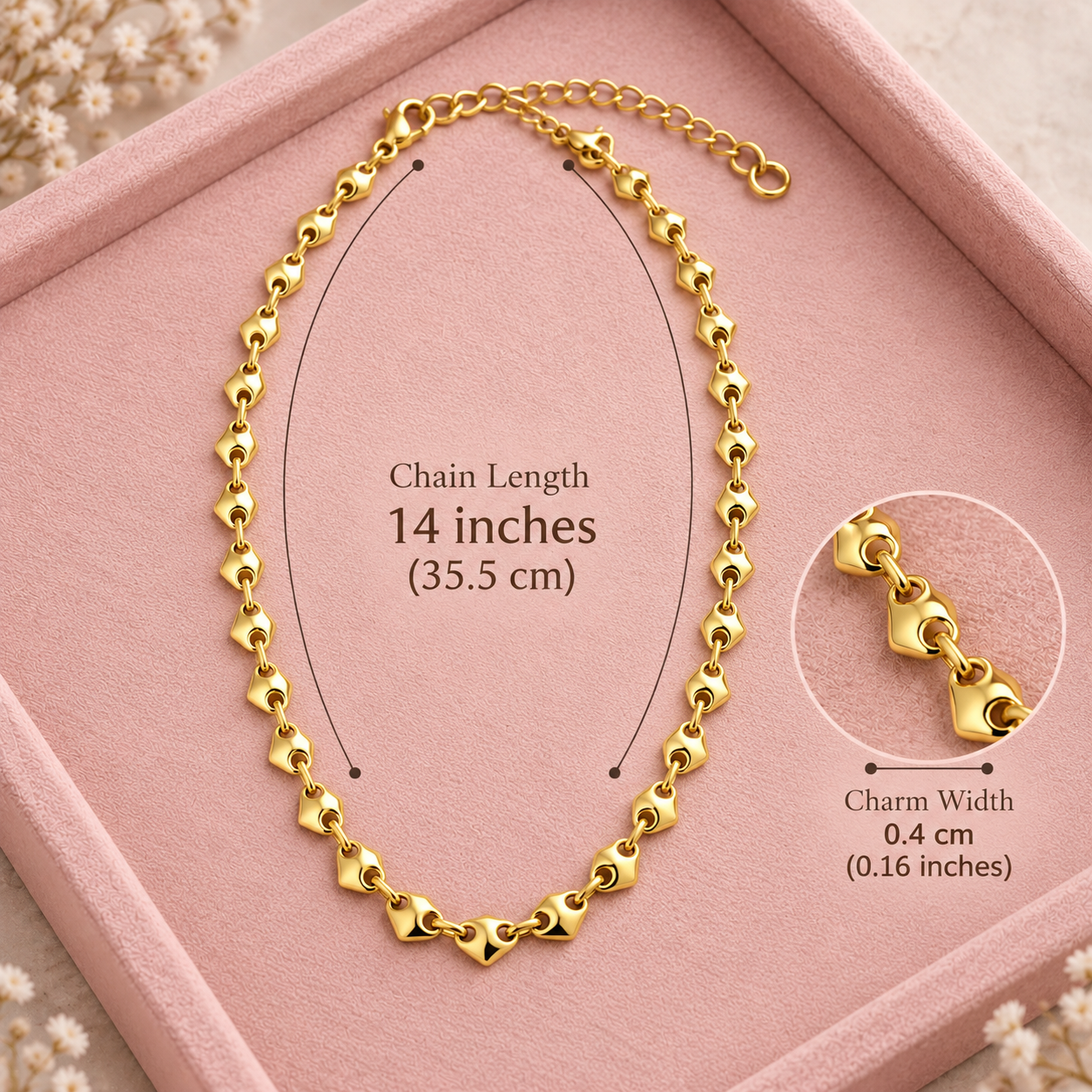 Love Link Heart Chain Necklace.