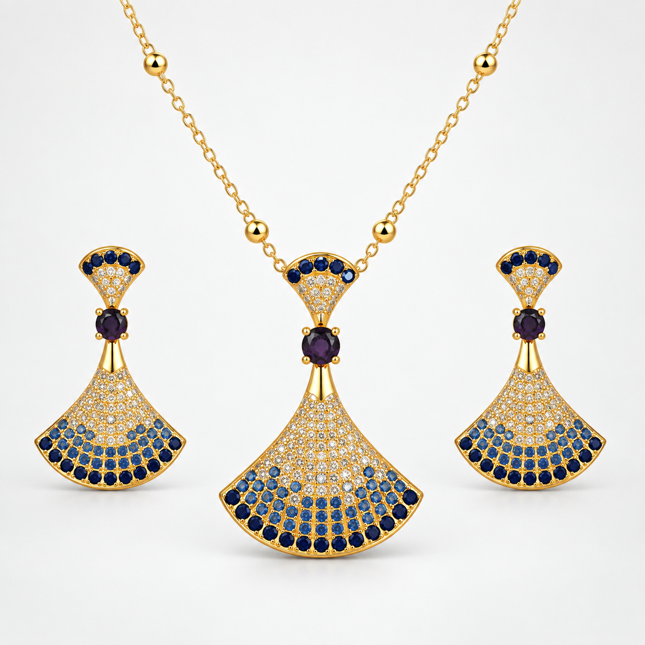 Blue Sapphire Fan Set