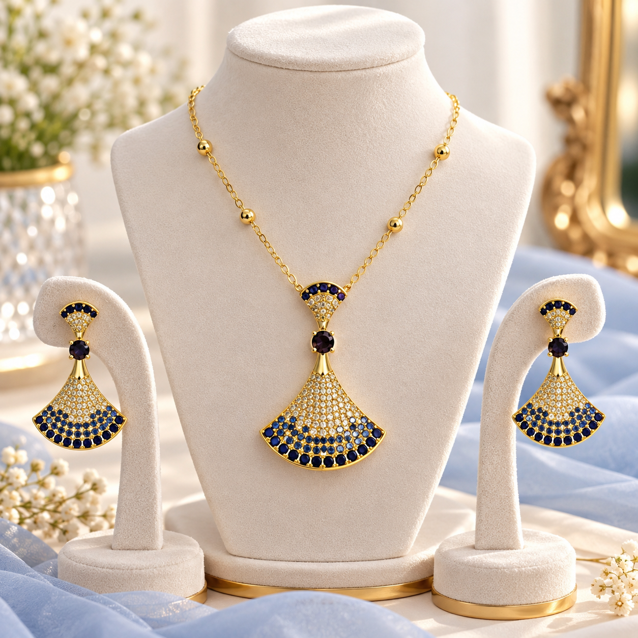 Blue Sapphire Fan Set