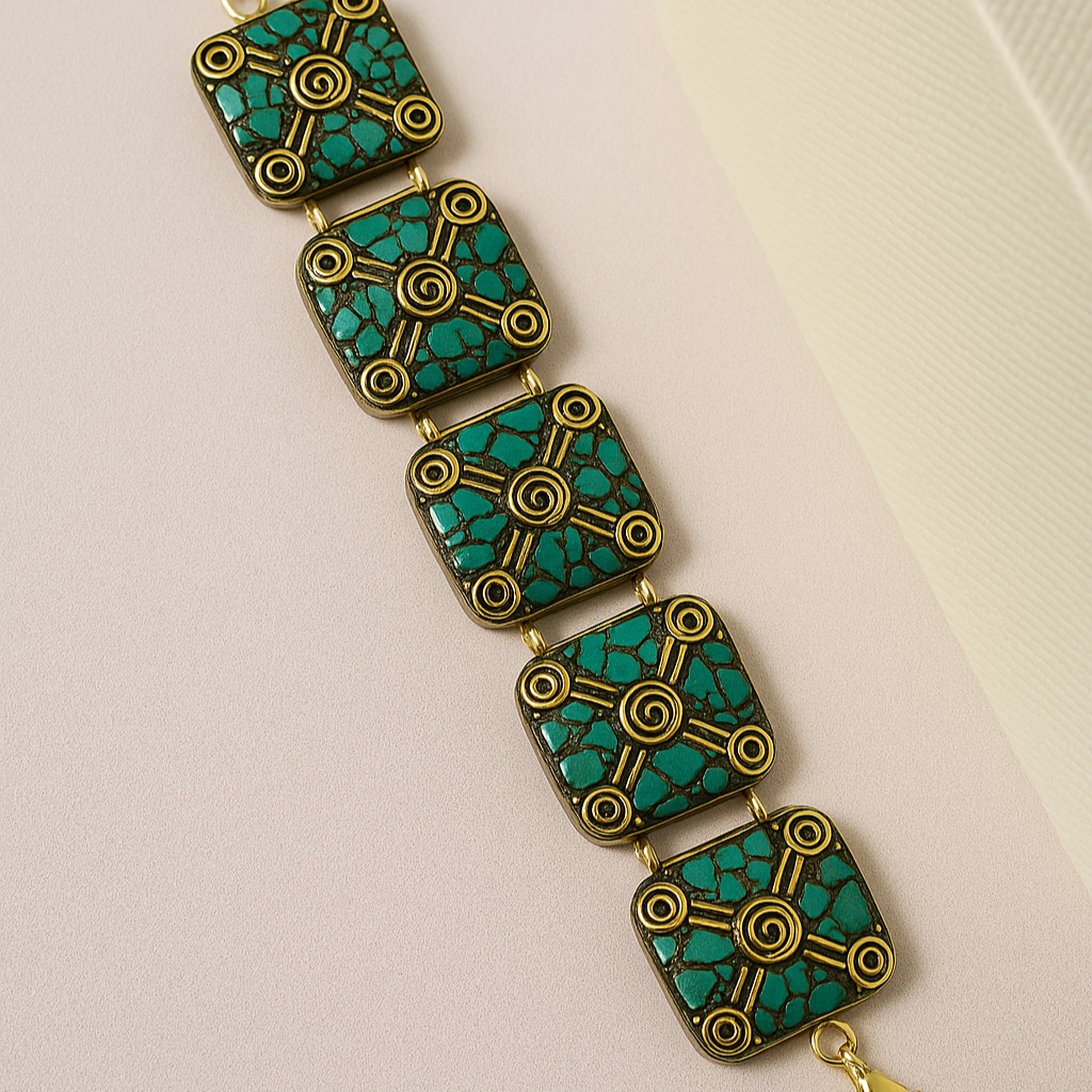 Zanskar Mosaic Brass Bracelet – Handcrafted in Ladakh