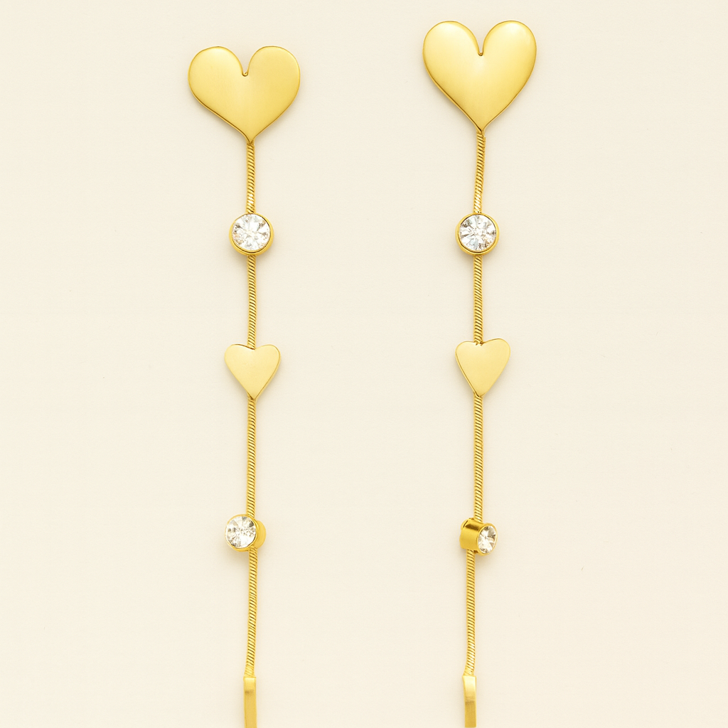 Golden Heartline Long Earrings
