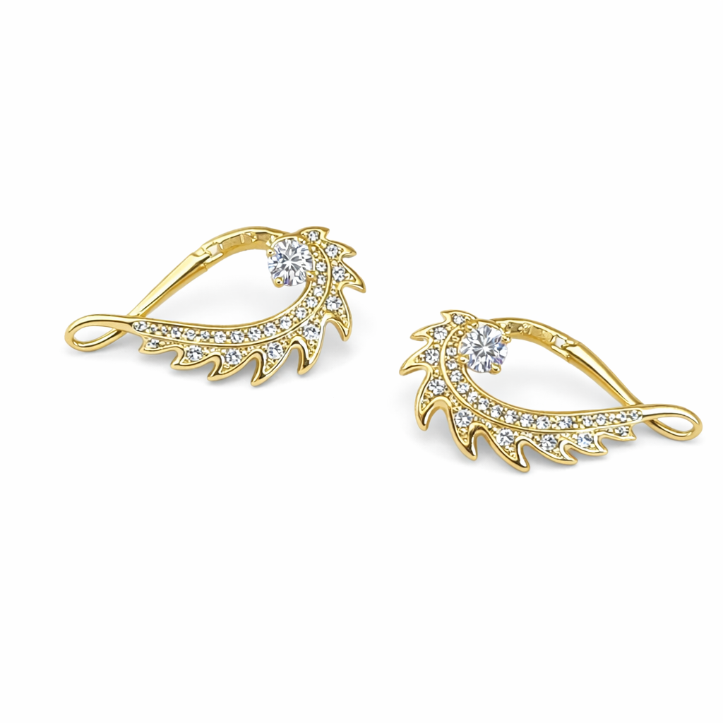 Glow Leaf Heart Gold Earrings ( 1.2 inch )