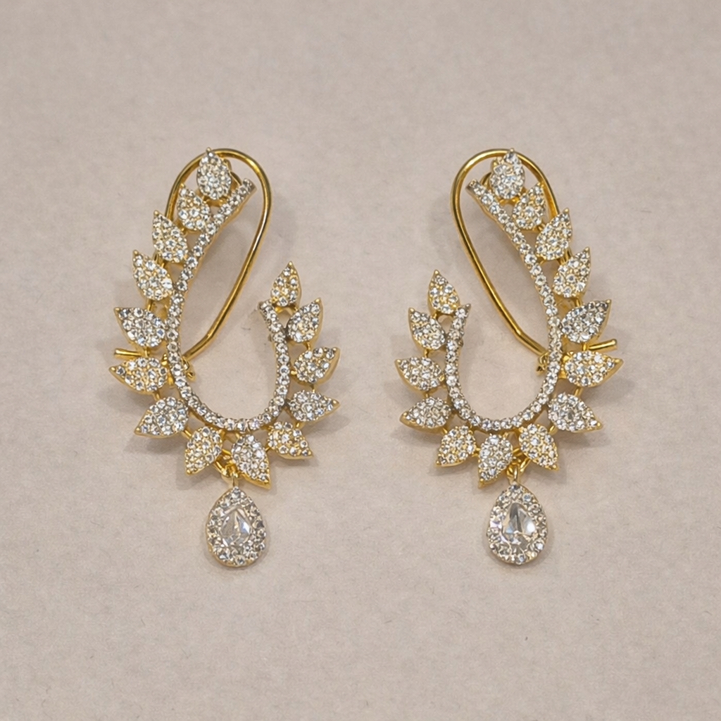 Radiant Leaf Drop Earrings (Dual tone Gold & Silver)