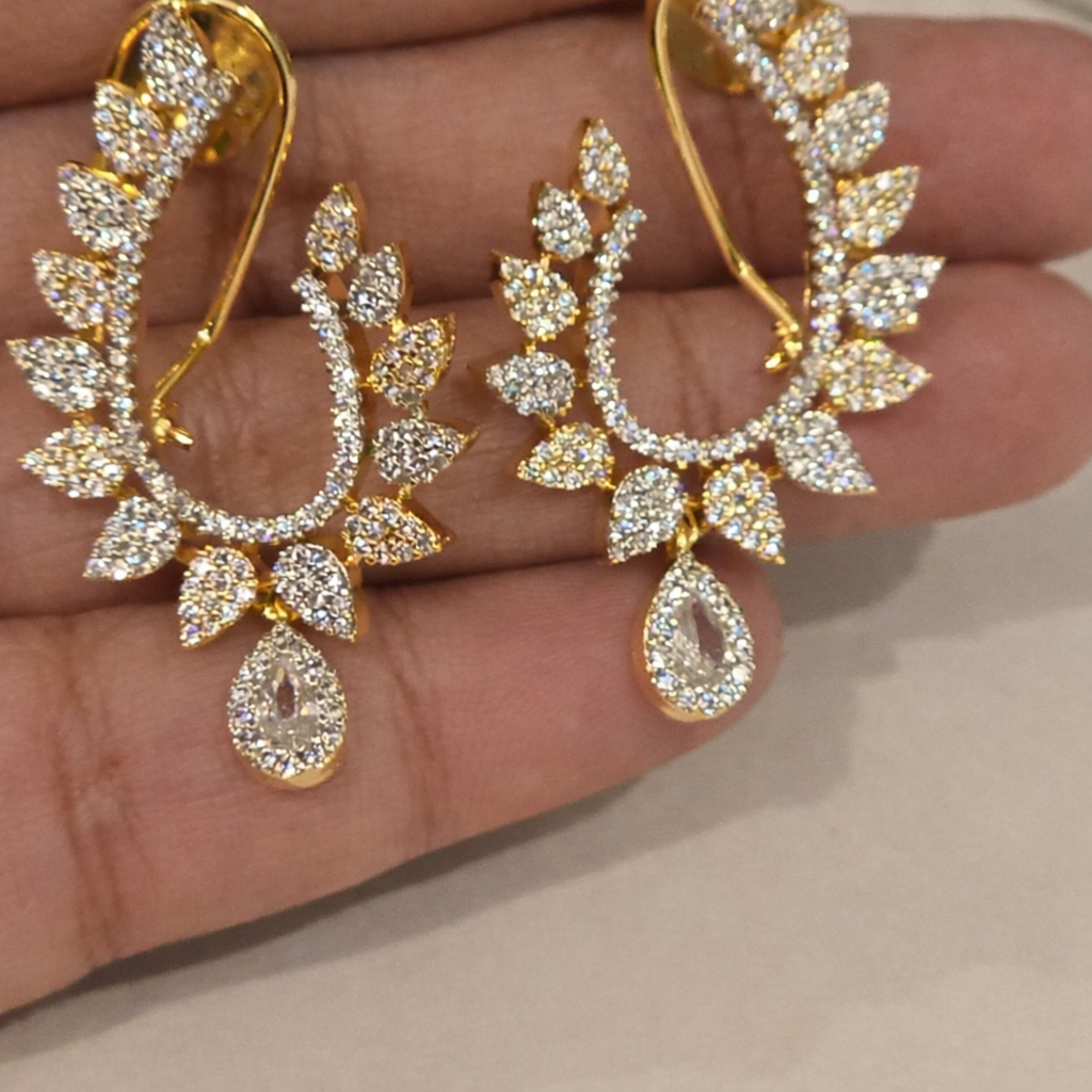 Radiant Leaf Drop Earrings (Dual tone Gold & Silver)