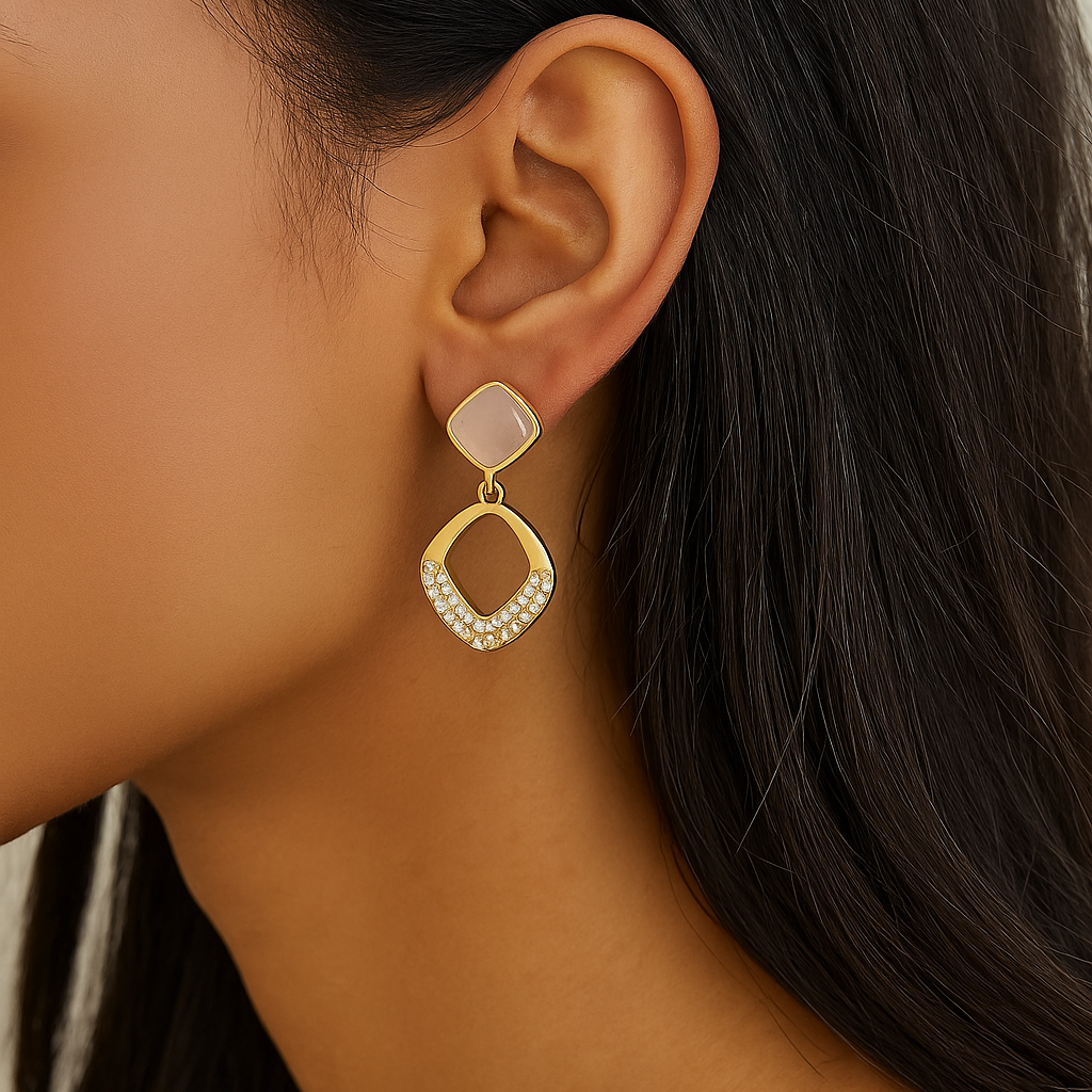 Chic Geometric Gold & Crystal Earrings