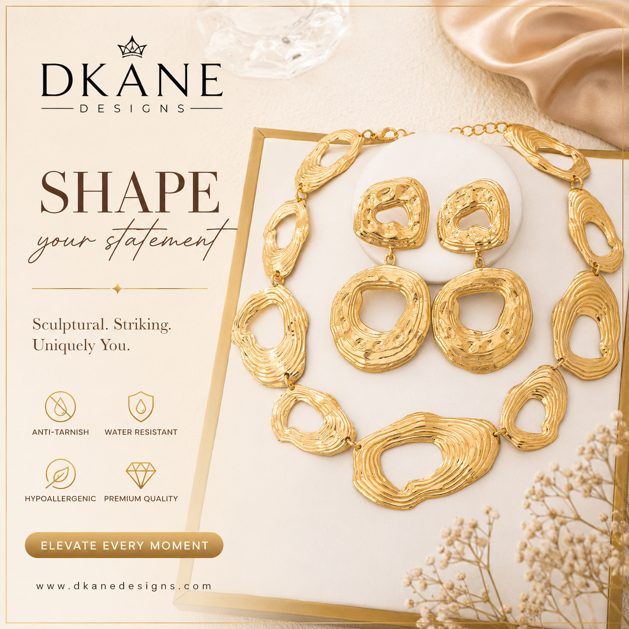 Molten Gold Sculptural Jewelry Set
