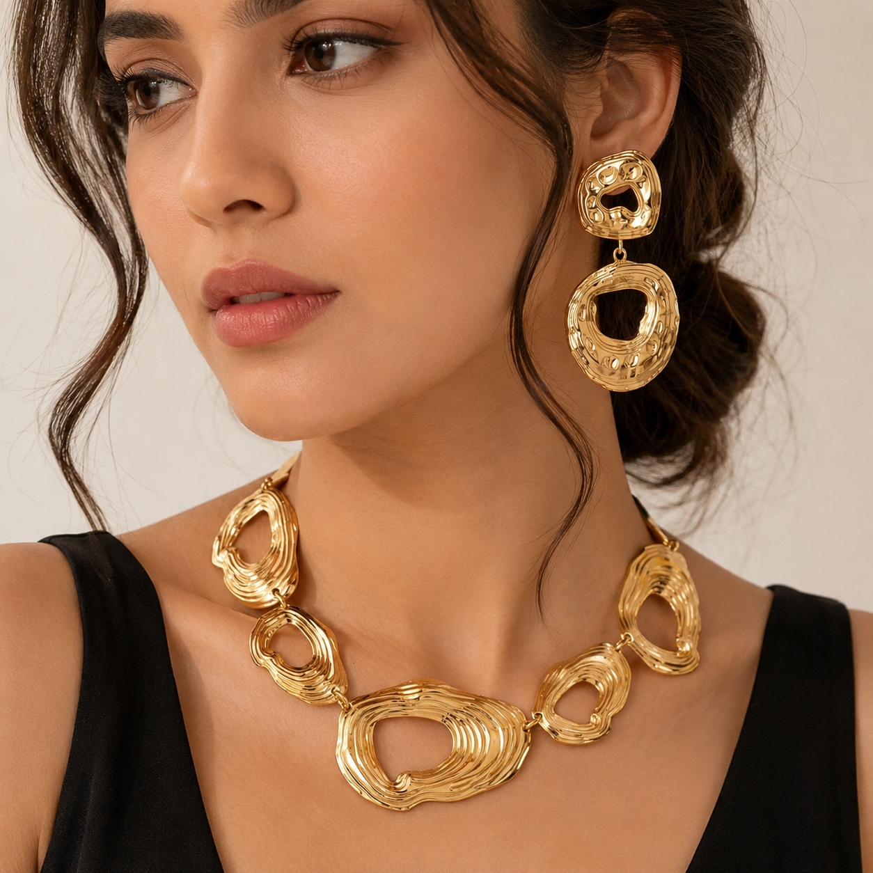 Molten Gold Sculptural Jewelry Set