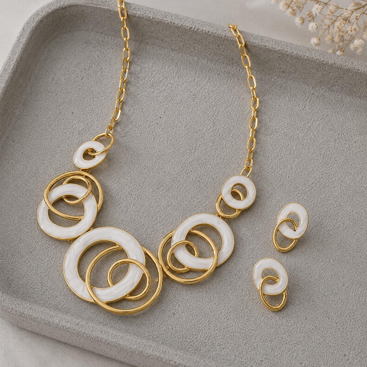 Ivory Halo Statement Necklace Set