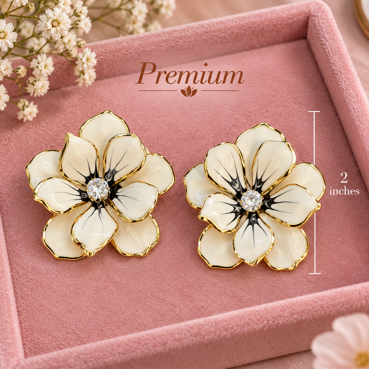 Ivory Floral Bloom Stud Earrings