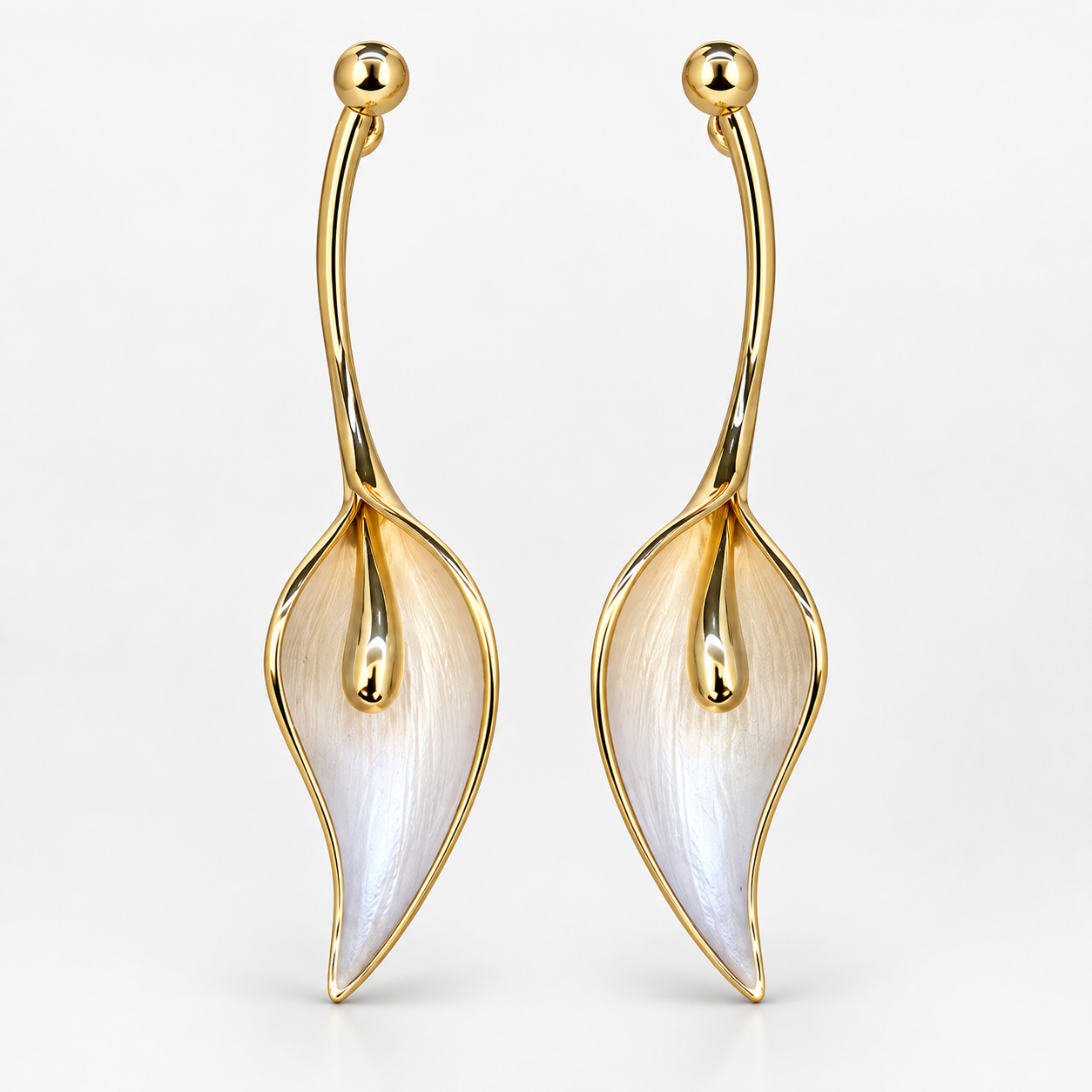 Pearl Leaf Drop Earrings