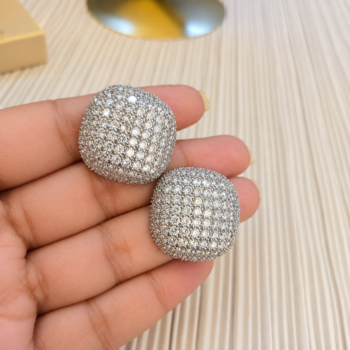 Crystal Pavé Square Stud Earrings