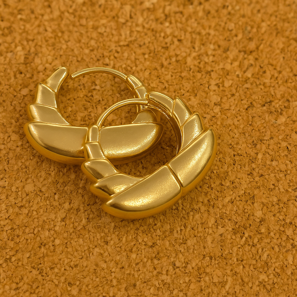 Gold Wave Hoop Earrings