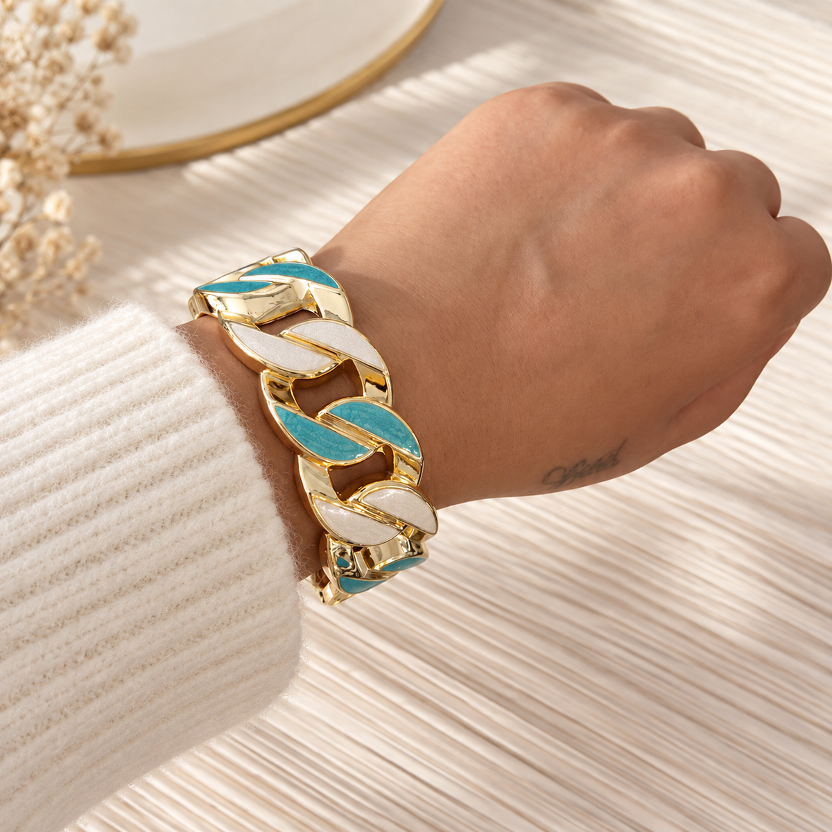 White & Turquoise Bracelet