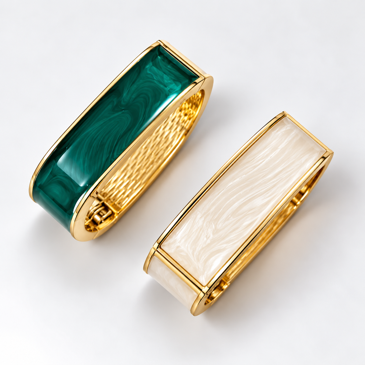 Emerald & Ivory Bracelet Set
