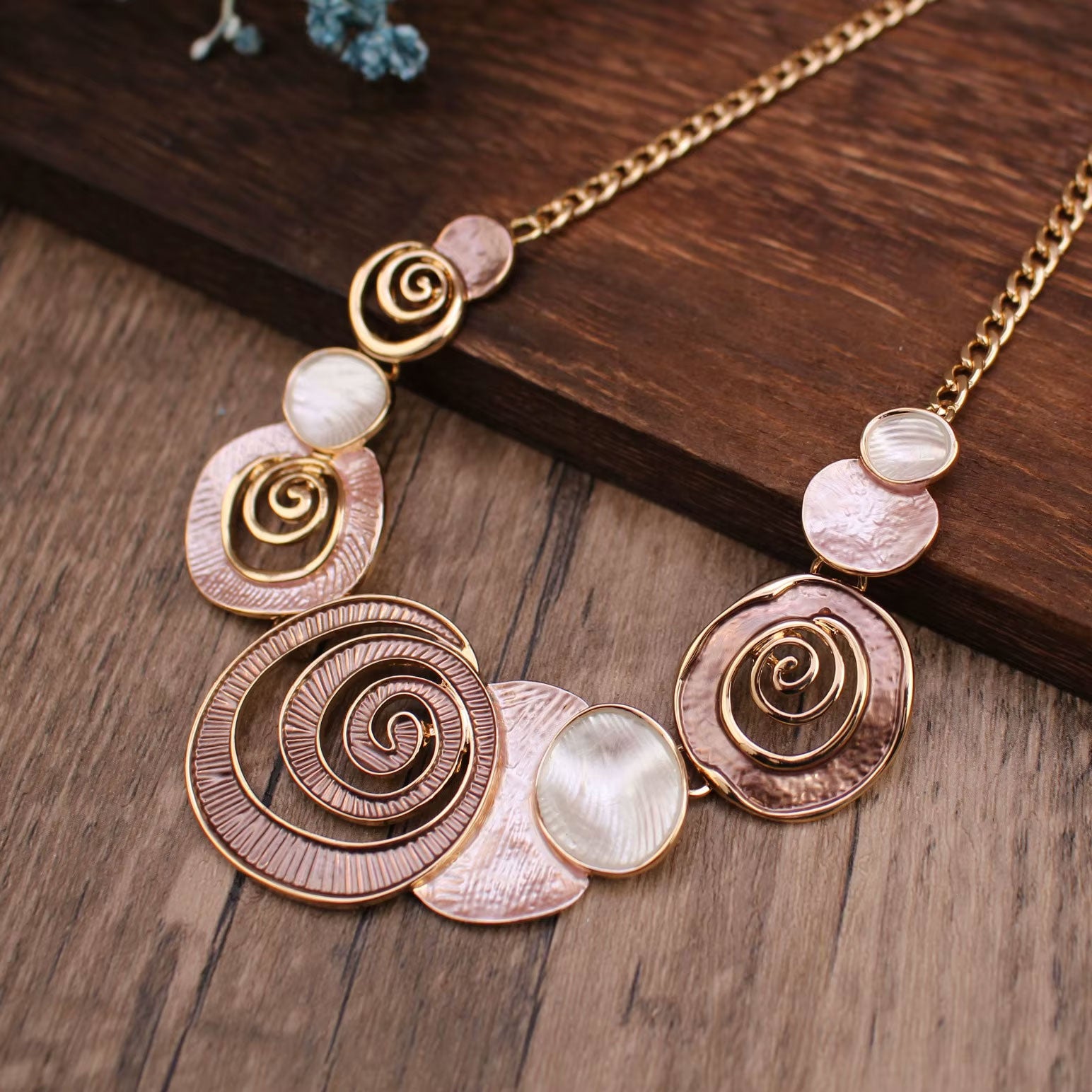 Rose Spiral Elegance Statement Necklace
