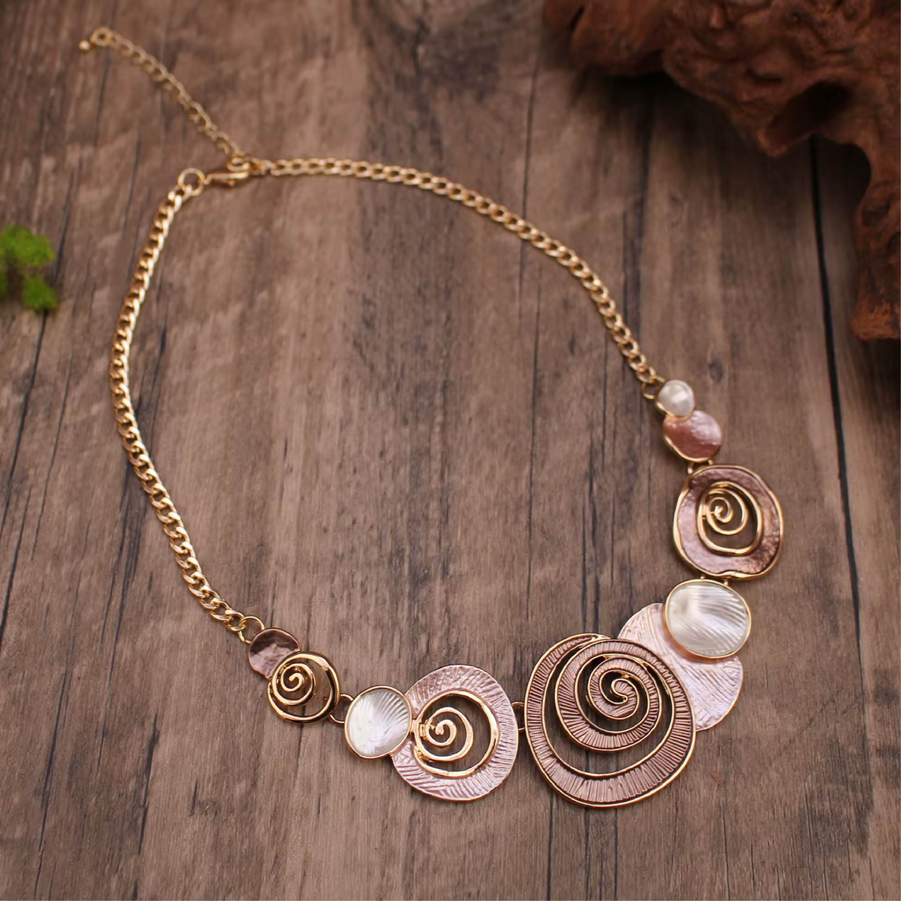 Rose Spiral Elegance Statement Necklace
