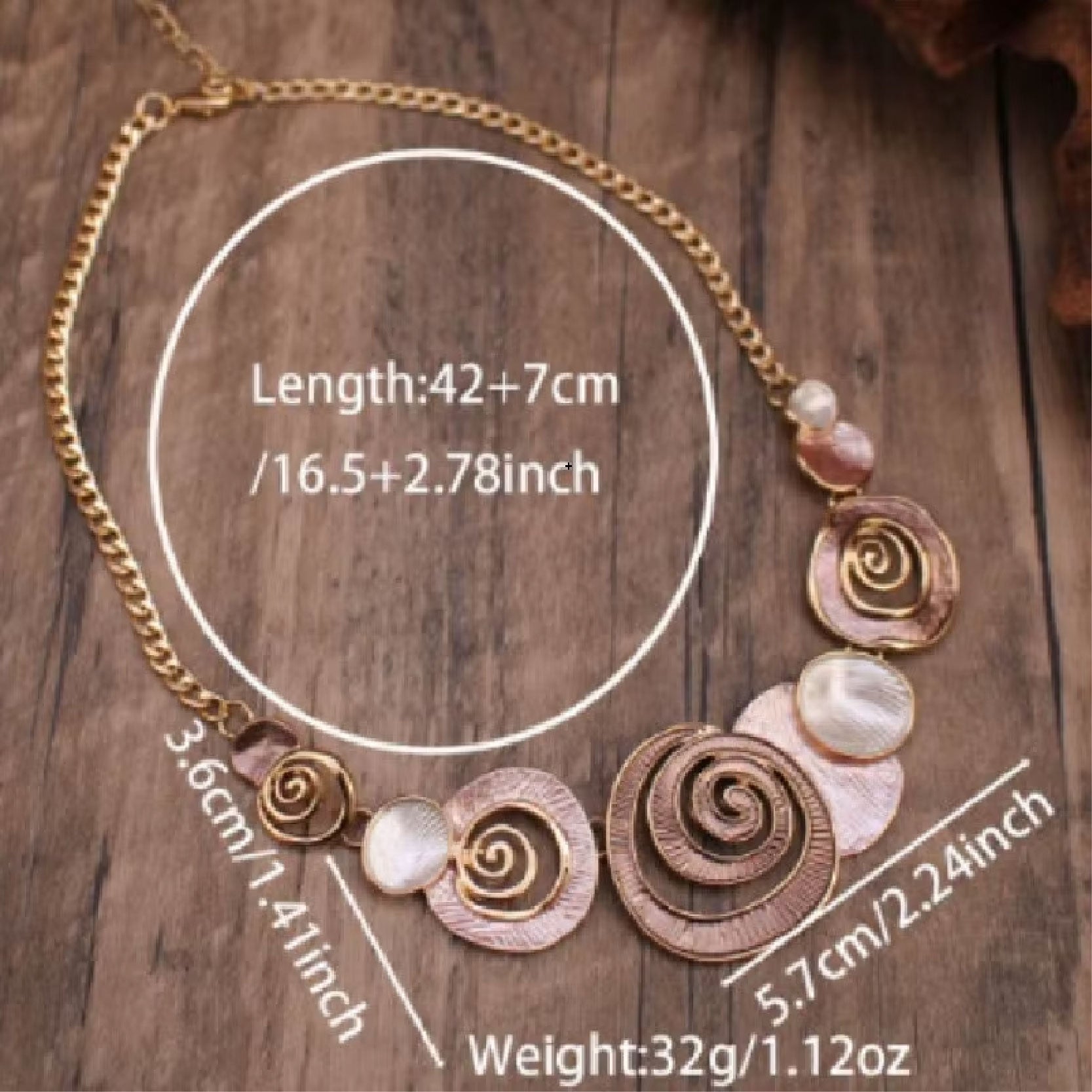 Rose Spiral Elegance Statement Necklace