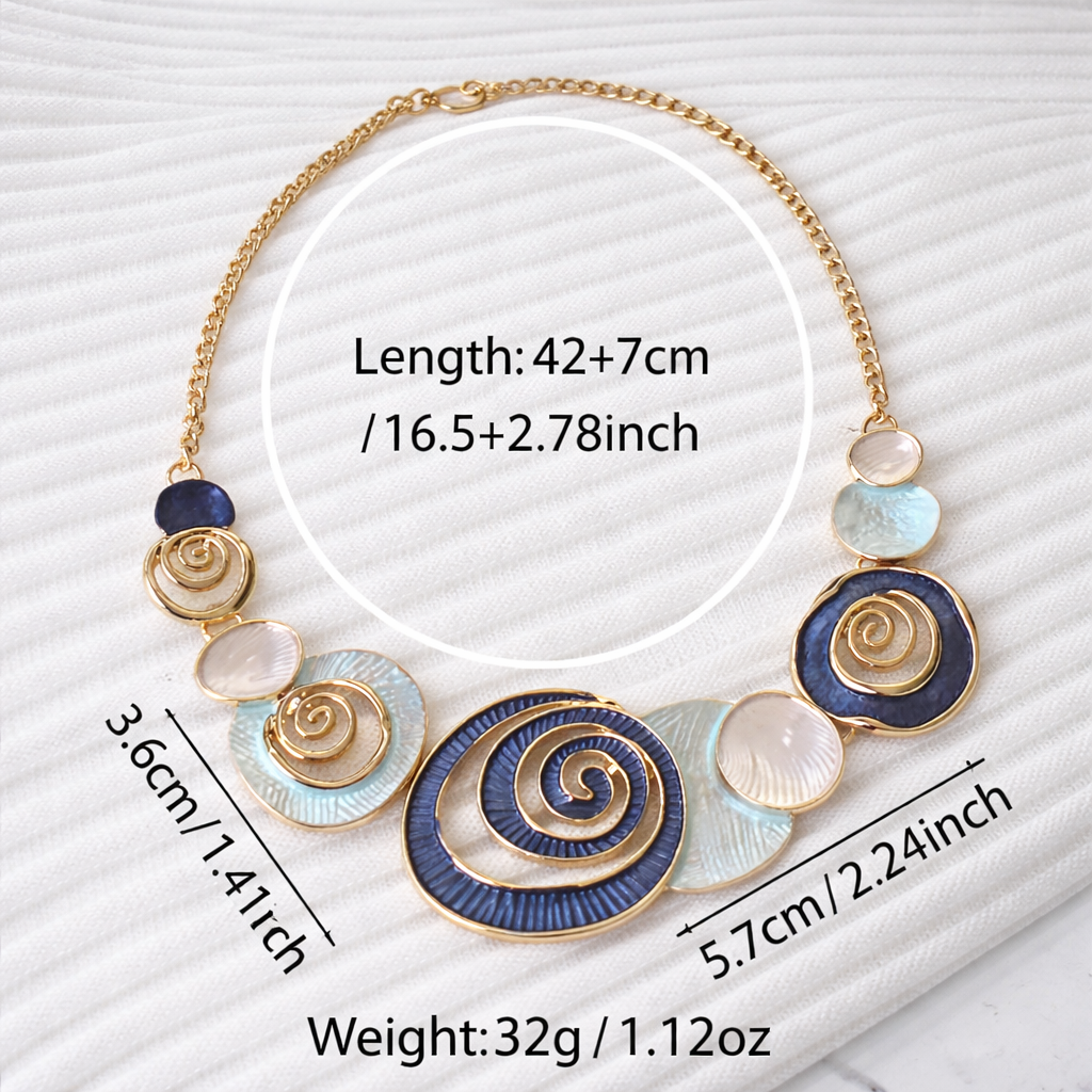 Ocean Spiral Enamel Statement Necklace