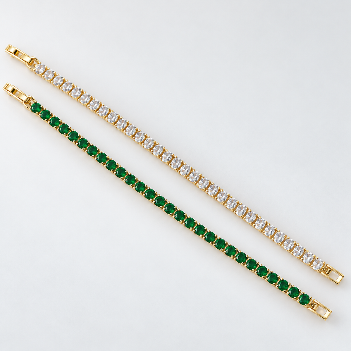 Emerald & Crystal Bracelet Set
