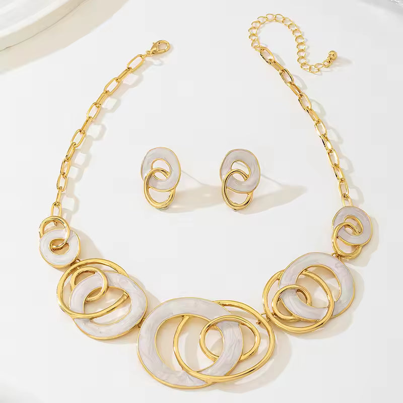 Ivory Halo Statement Necklace Set