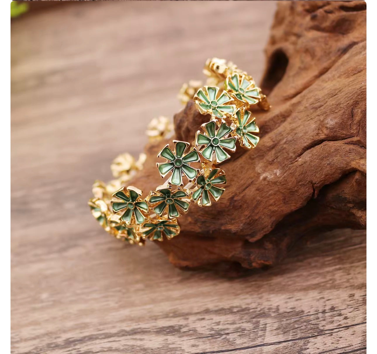 Emerald Bloom Floral Bracelet