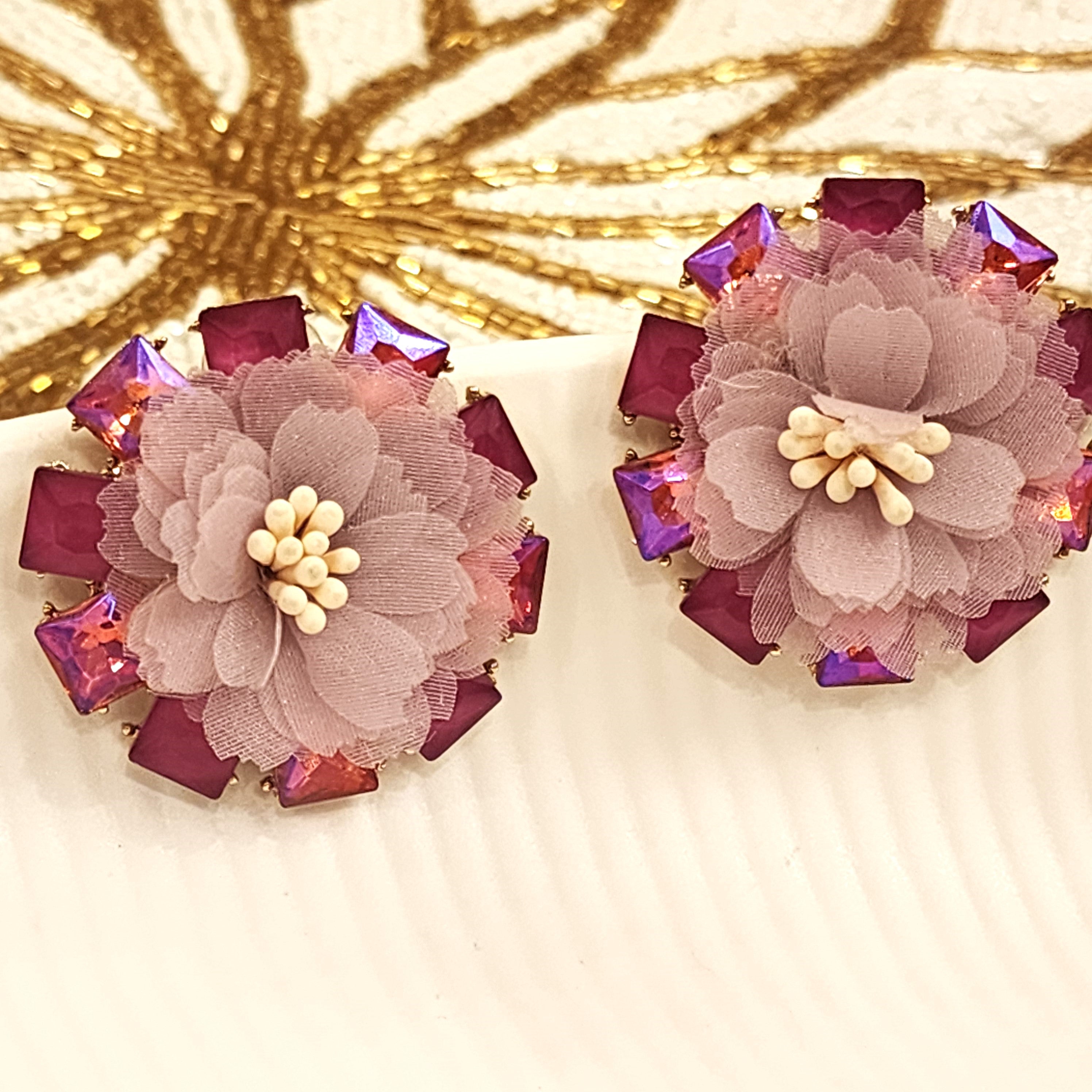 Pink Flower Studs