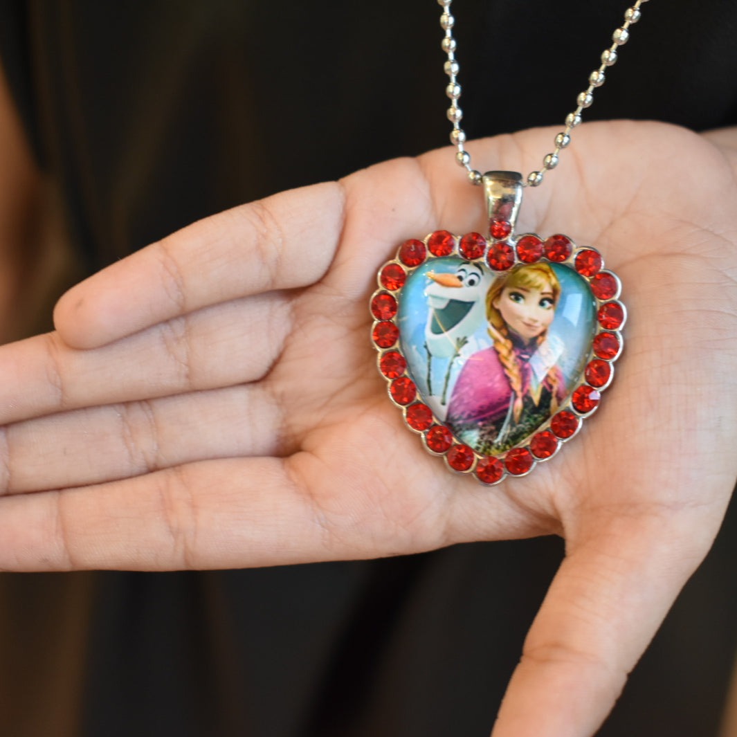 Red Heart Anna Elsa Necklace