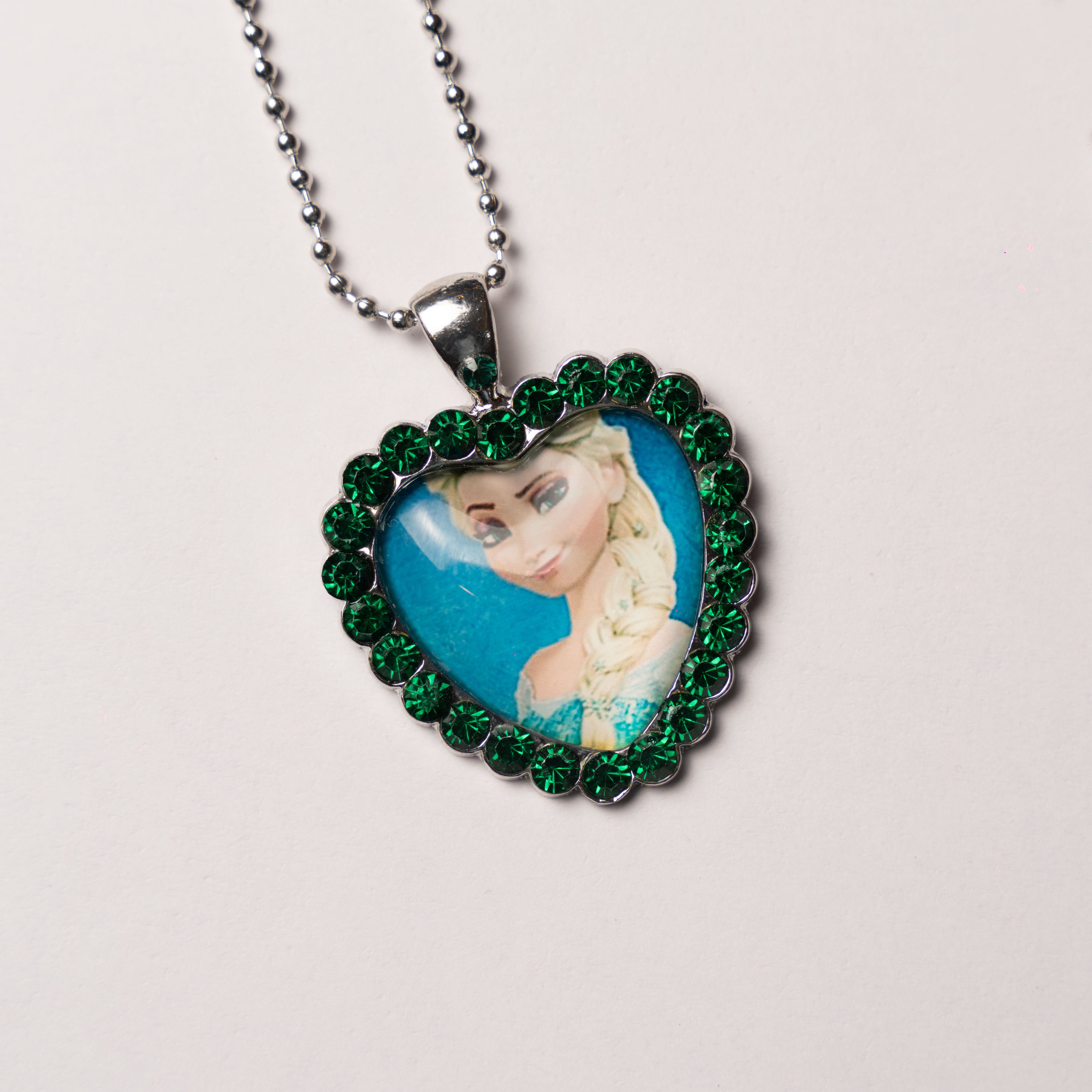 Sea Green Heart Elsa Necklace