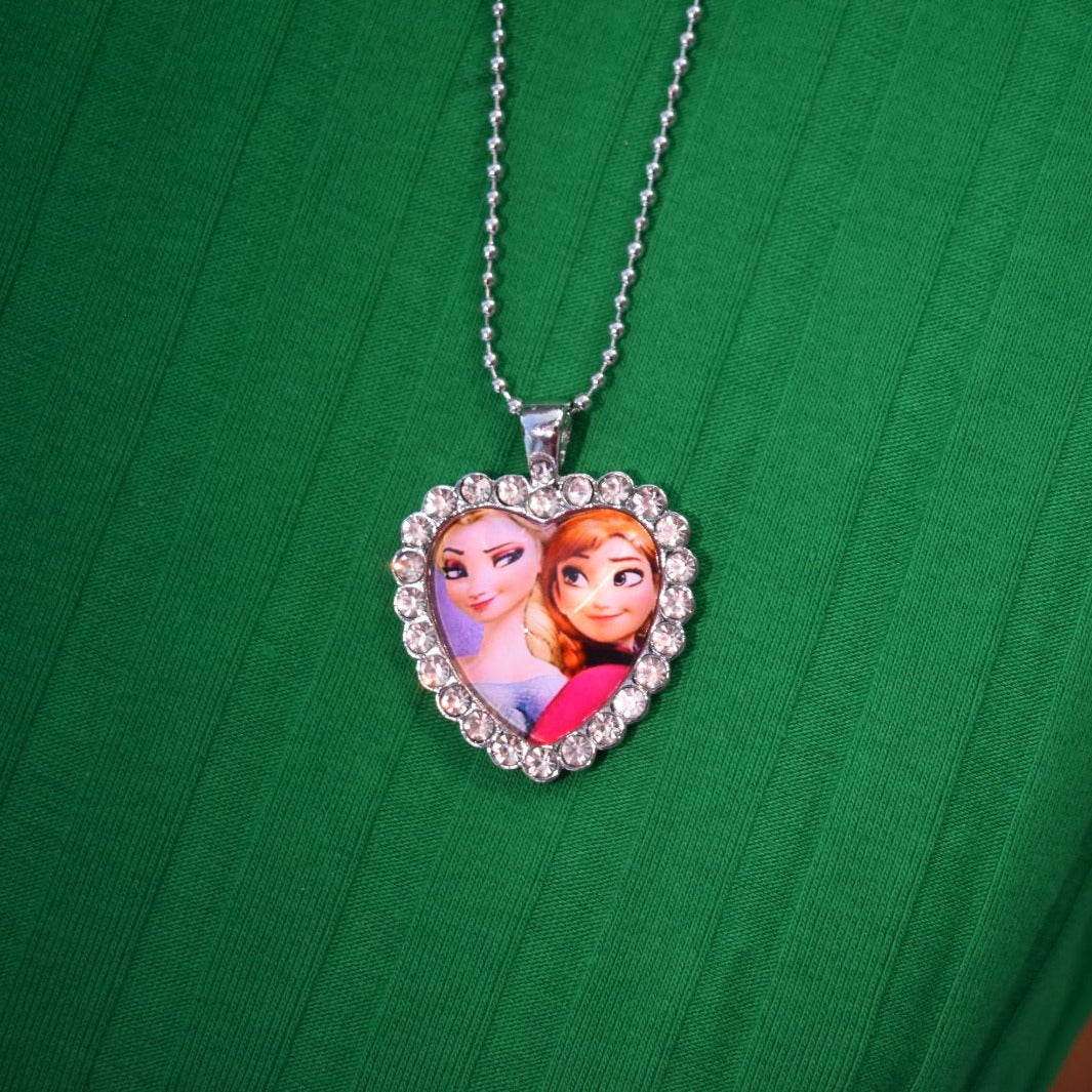 White Heart Anna Elsa Necklace
