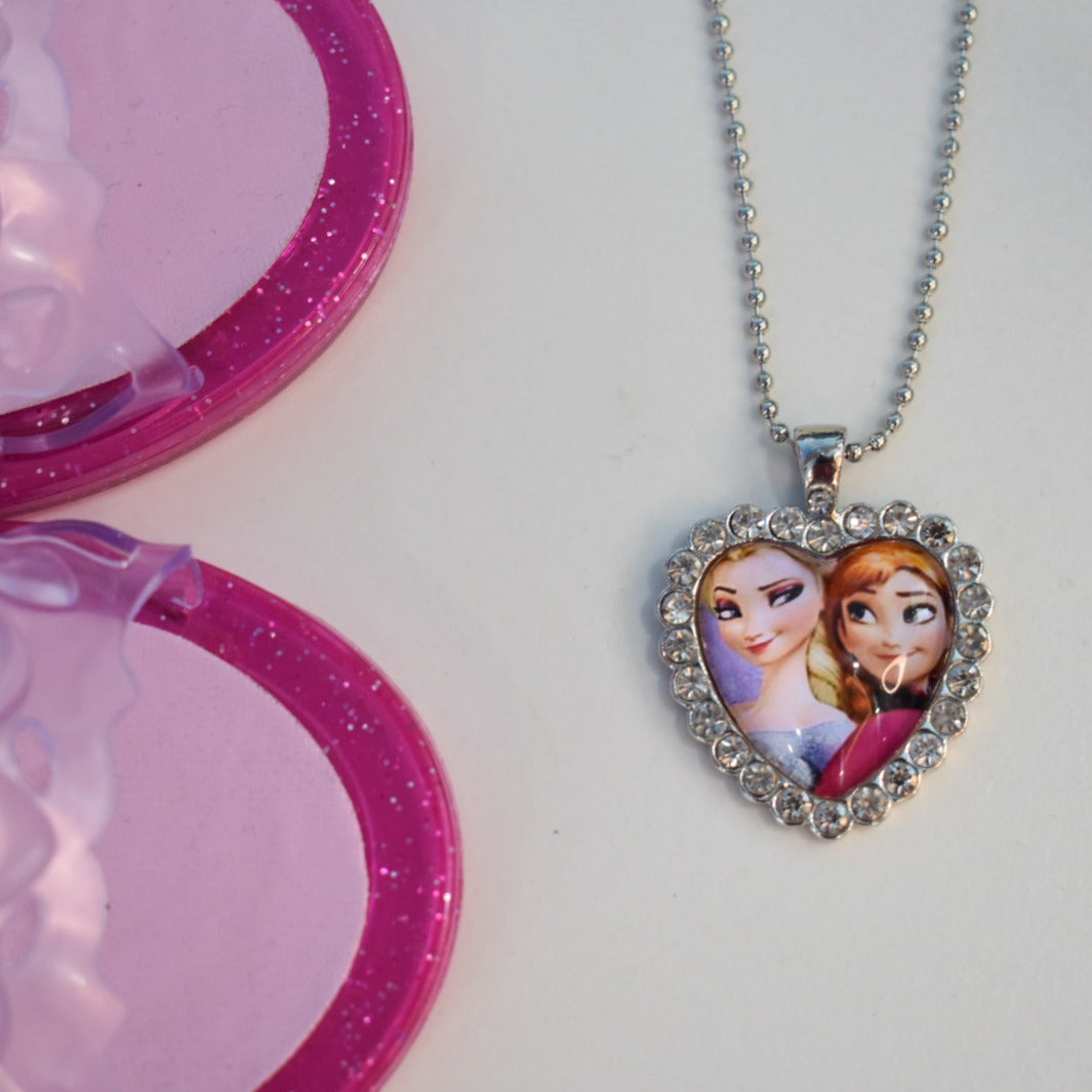 White Heart Anna Elsa Necklace