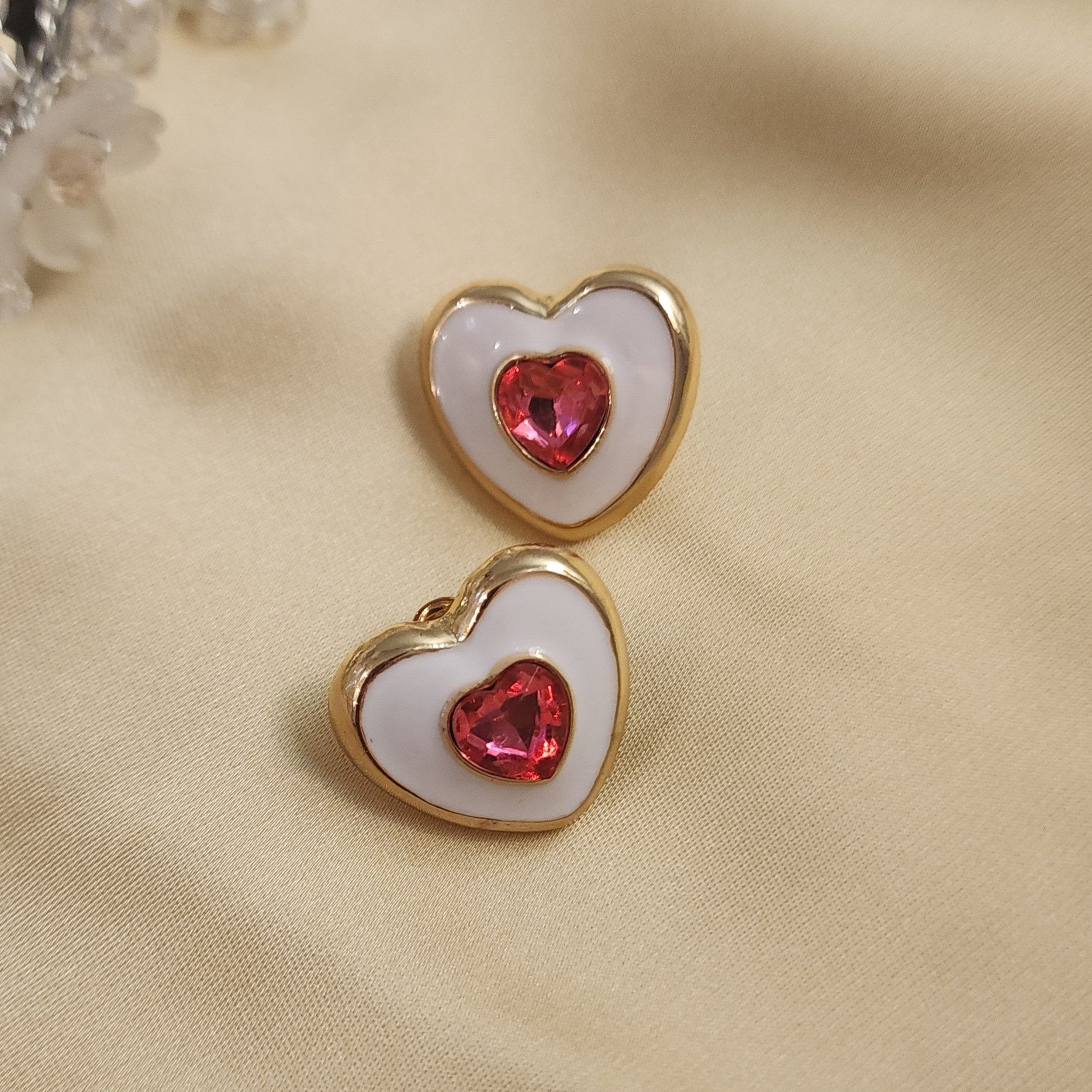 White Heart Studs