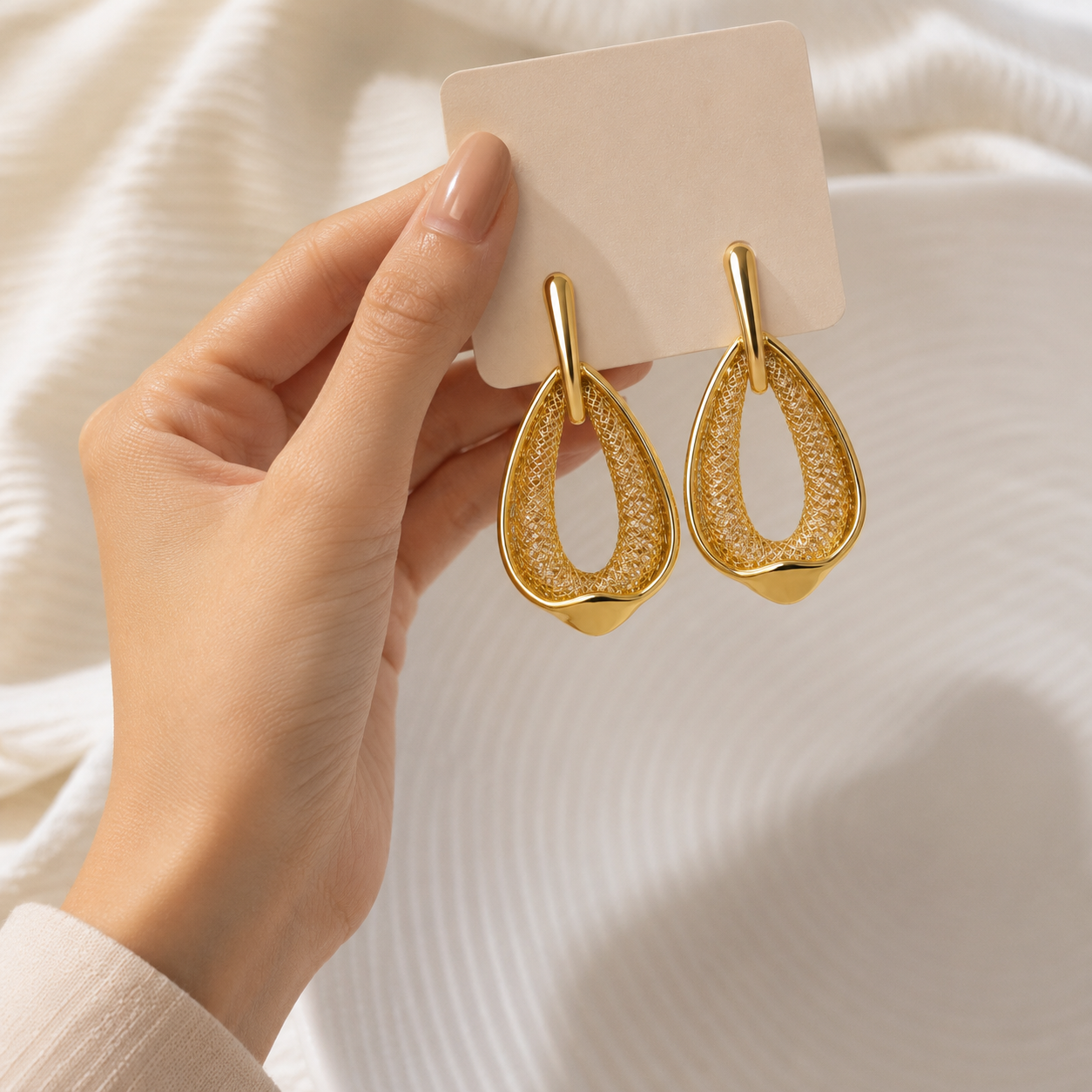 Luxe Mesh Teardrop Statement Earrings