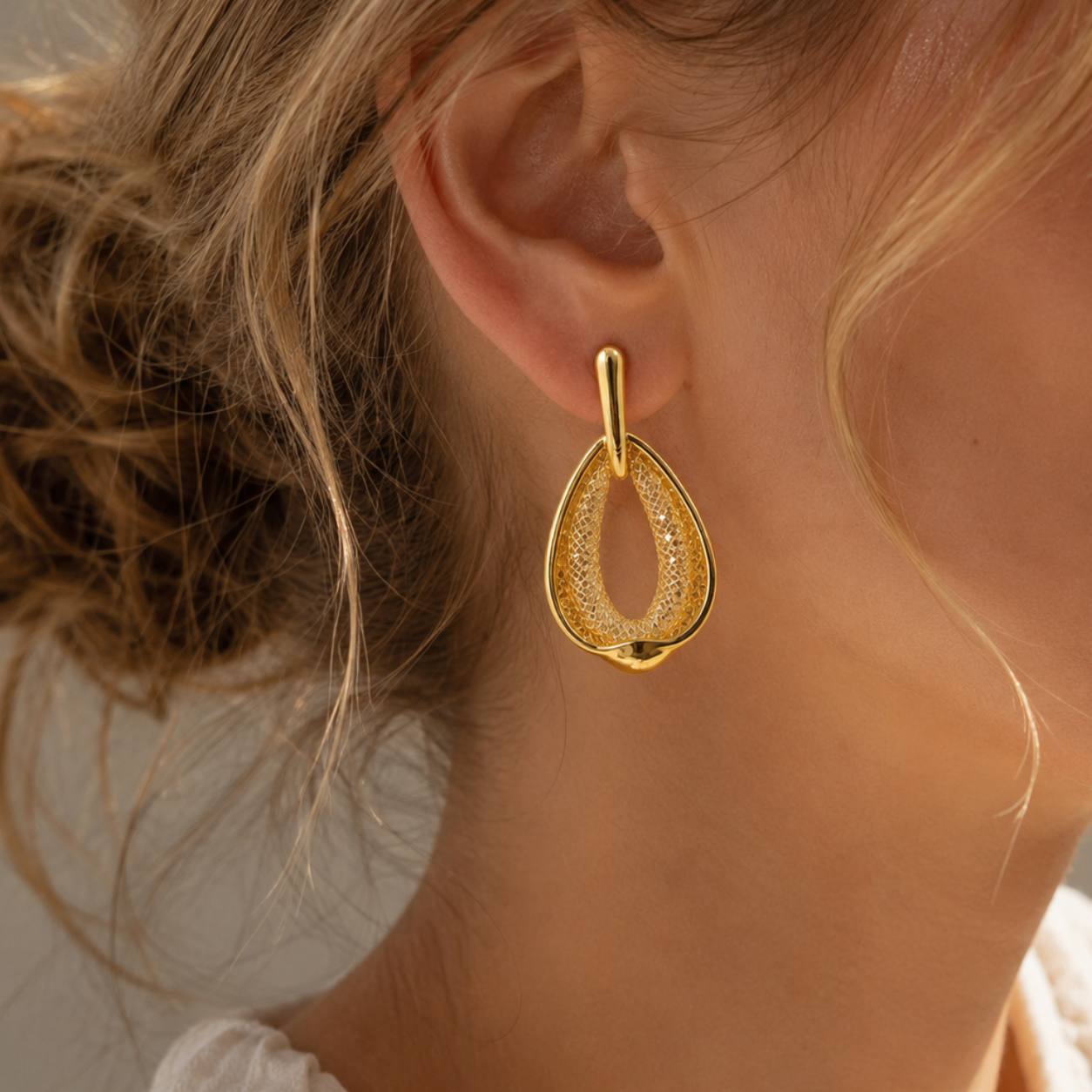 Luxe Mesh Teardrop Statement Earrings