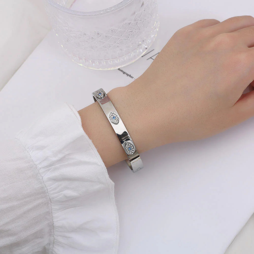 Evil Eye Silver Bangle