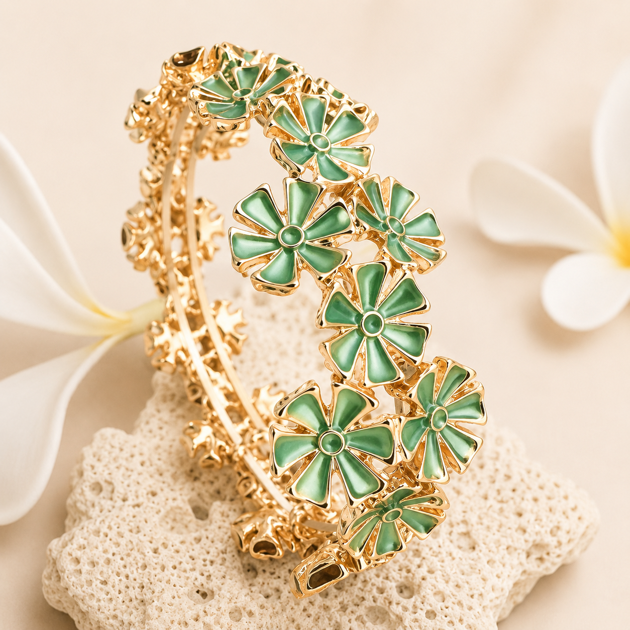 Emerald Bloom Floral Bracelet