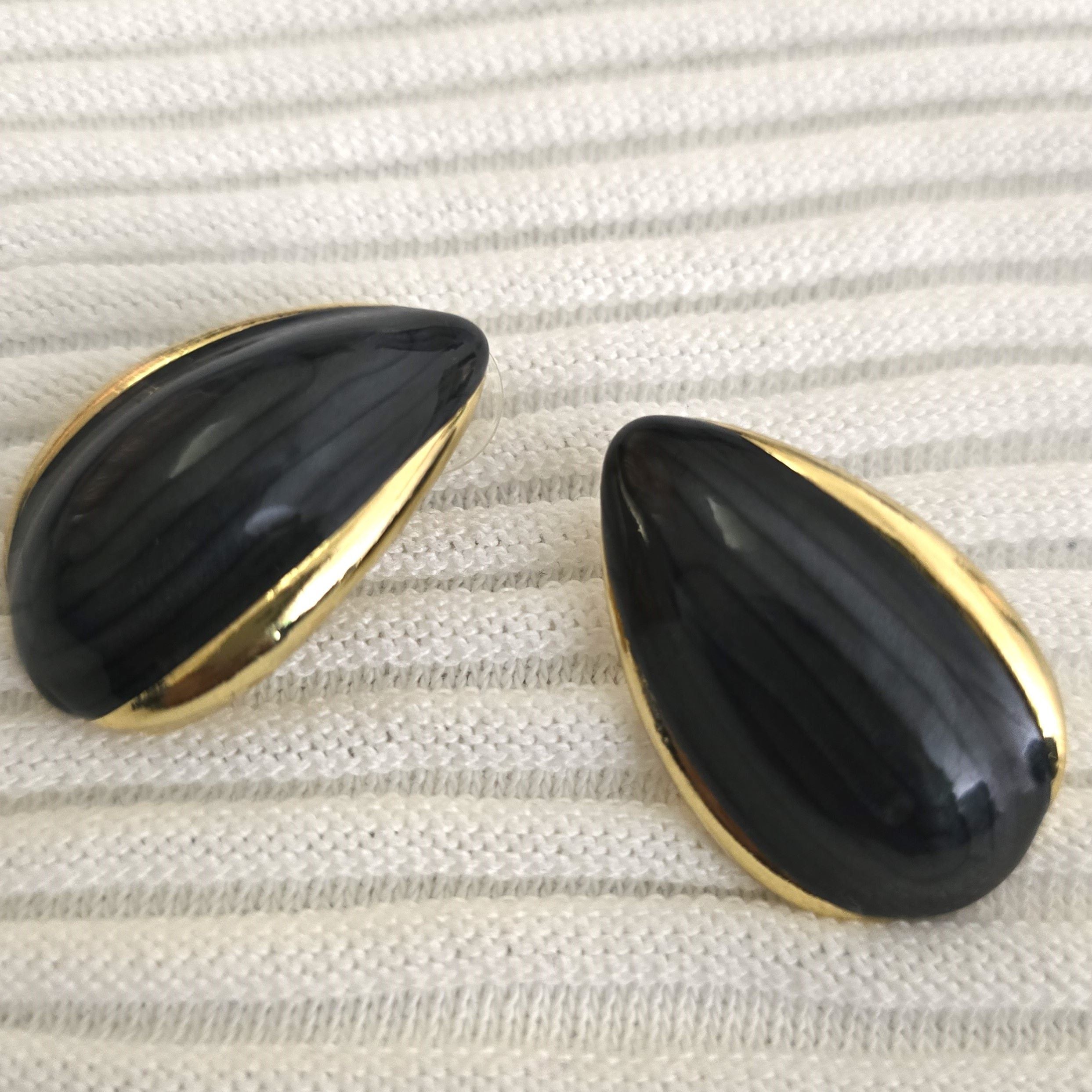 Midnight Teardrop Studs