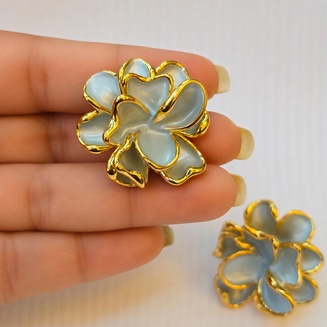 Grey Floral Stud Earrings