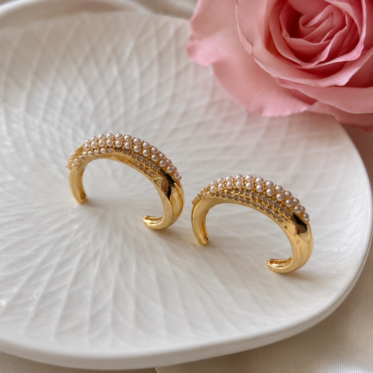 Pearl Luxe Half Hoop Earrings