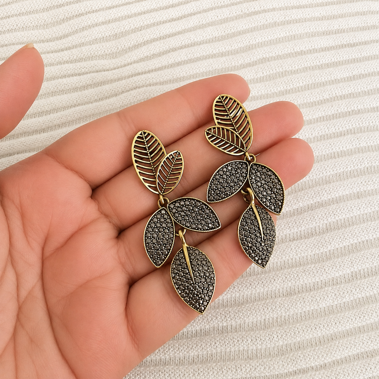 Antique Leaf Drop Earrings