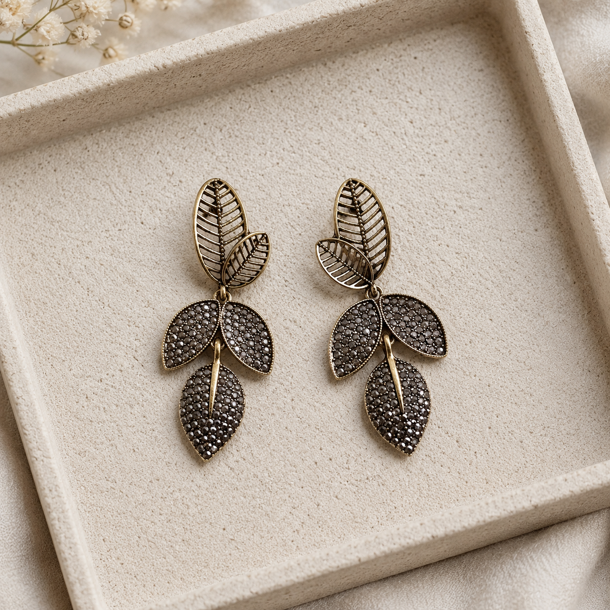 Antique Leaf Drop Earrings