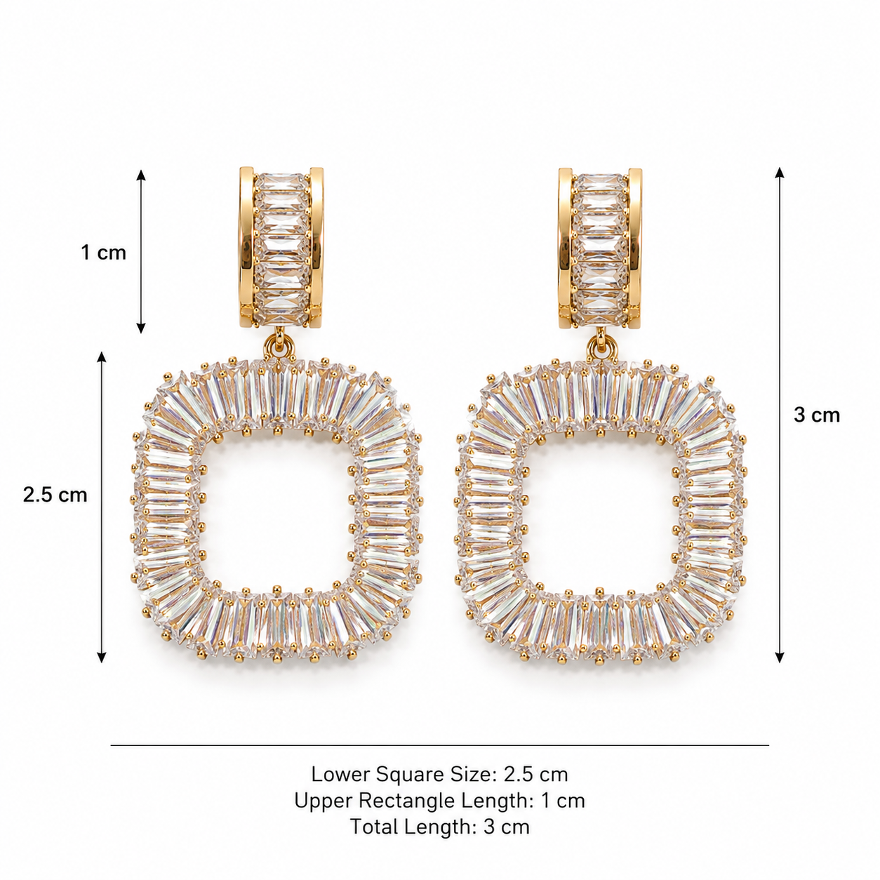 Baguette Crystal Statement Earrings