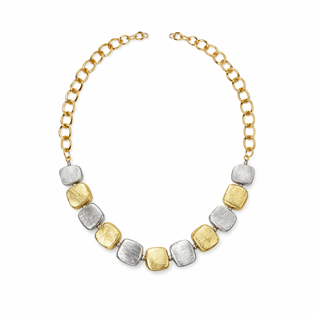 Textured Squared Statement Necklace