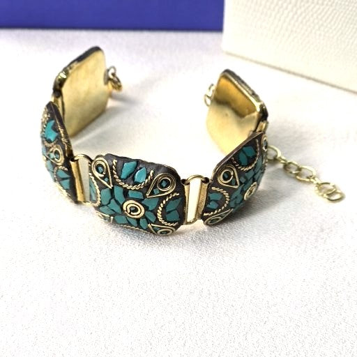 Zanskar Mosaic Brass Bracelet – Handcrafted in Ladakh
