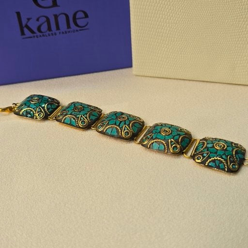 Zanskar Mosaic Brass Bracelet – Handcrafted in Ladakh