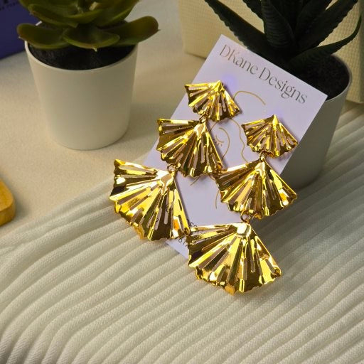 Gold Foil Fan Shaped Earrings